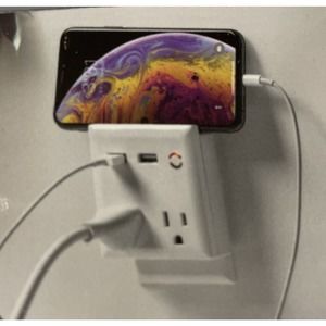 Fast Charging Phone Stand Wall Plate 2 USB 2 AC Surge Protection 2.1 Amp Merkury